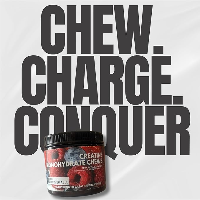 Creatine Tablet Chews 150ct 5G Micronized Monohydrate Sour Candy Mixed Berry Flavor