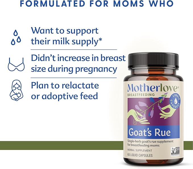 Motherlove Goat’s Rue (60 Liquid caps) Lactation Supplement for Breast Tissue Development &amp Supporting Breast Milk Supply —Non-GMO Organic Herbs Vegan Kosher Soy-Free
