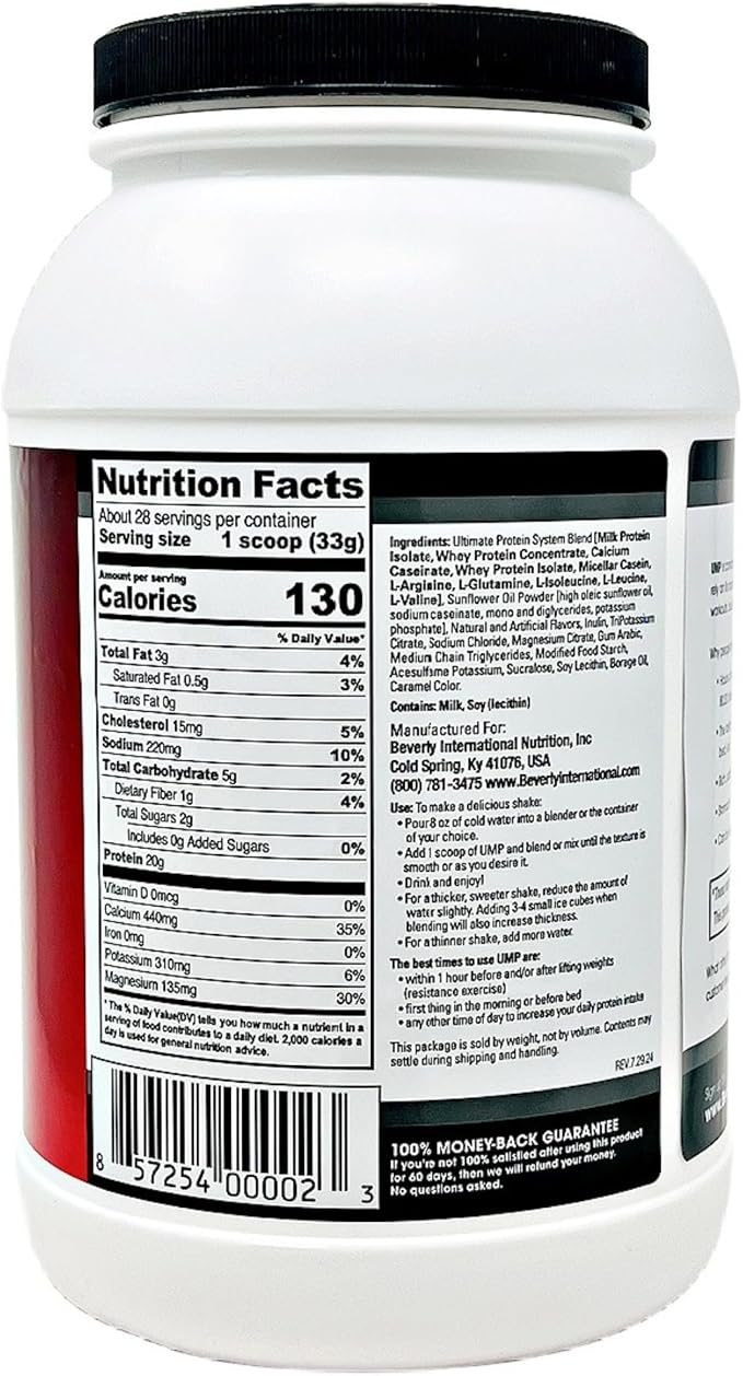 Beverly International UMP Protein Powder Graham Cracker. Unique Whey-Casein Ratio Builds Lean Muscle Support. Easy to Digest. No Bloat. (32.8 oz) 2lb .8 oz