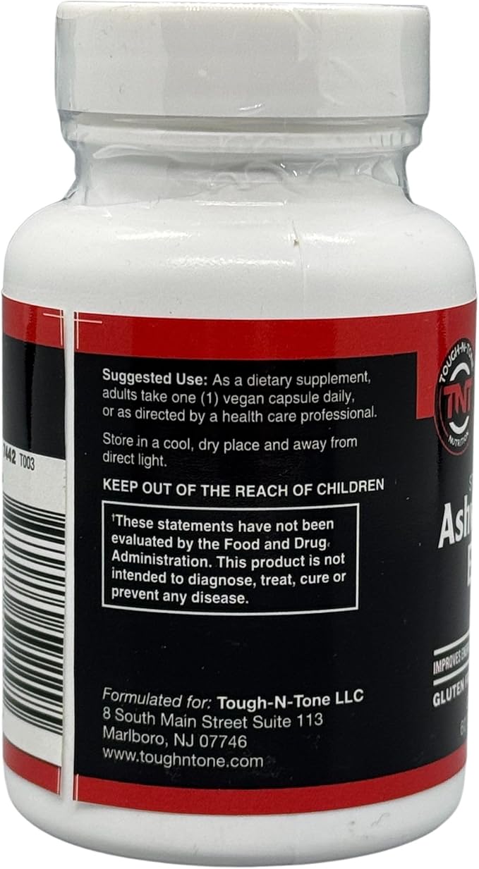 TOUGH-N-TONE Premium Ashwagandha for Stress Relief Mood Support Immune Support Muscle Recovery Vegan Non GMO Gluten Free