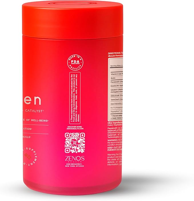 Zenos Health BeautyZen - Beauty Supplement for Hair Growth with DHT Blocker Biotin Collagen Keratin &amp Antioxidants Supplement Androgen Blocker Anti Aging Keratin Complex - Made in USA 120 Cap