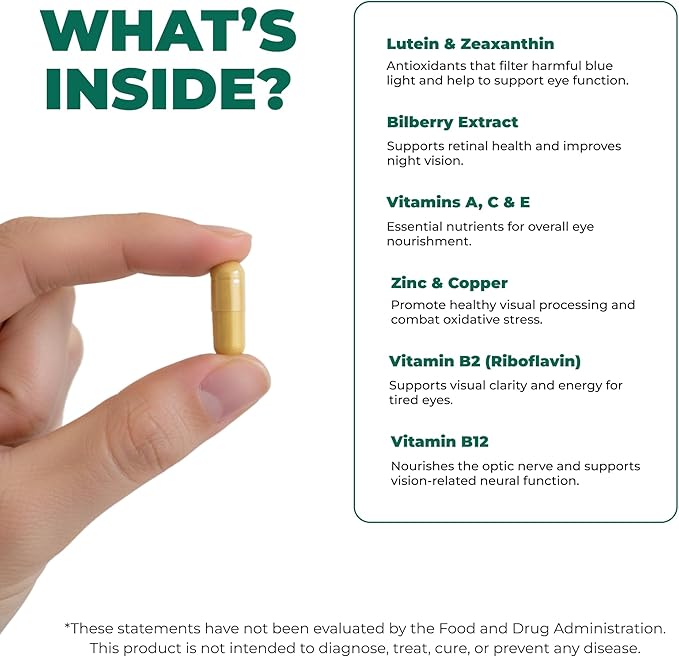 Premium Eye Vitamins – 200 mg Lutein and Zeaxanthin Supplement – Clear Vision &amp Eye Health Support* – 23 in 1 Complex with Lutein Zeaxanthin Vitamins &amp Minerals – 60 Veg Caps