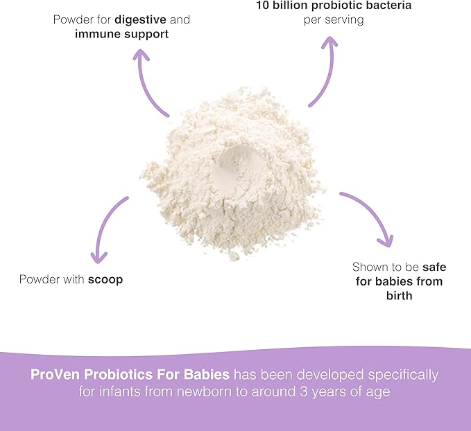 Pro-Ven Probiotics | Baby Probiotic | Powder with Scoop | from Birth to 3 Years of Age | Pure &amp Safe | 10 Billion CFUs | Gut &amp Immune Support | Multi-Strain