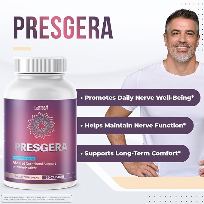 Presgera Capsules – Natural Daily Supplement with Magnesium Glycinate Turmeric Alpha Lipoic Acid &amp More – Made in USA Non-GMO Easy-to-Take – 30 Capsules 6 Month Supply