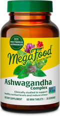 MegaFood Ashwagandha Complex (Formerly Stress Protect) - Ashwagandha Supplements Astragalus Root &amp Holy Basil - Vegetarian Gluten Free Cortisol Supplement - 60 Mini Tablets 30 Servings