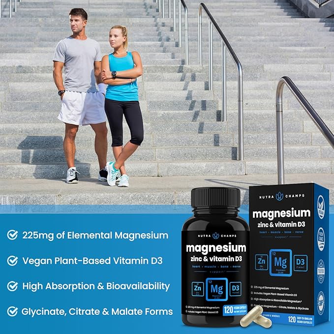 NutraChamps Magnesium Zinc &amp Vitamin D3 Capsules and Digestive Enzymes Capsules 2 Pack Bundle