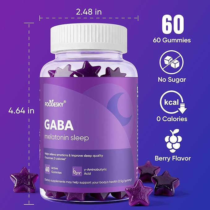 GABA Sleep Gummies | Natural Mood Support &amp Restful Sleep | 60 Gummies | Sugar-Free Calorie-Free | Non-Habit Forming (3PCS)