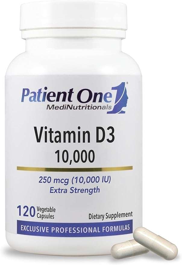 Patient One Vitamin D3 10000 IU | Supplement to Support Immune Heart and Bone Health* | Highly Absorbable Cholecalciferol Form | 120 Capsules