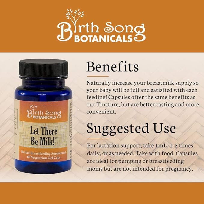 Birth Song Botanicals Let There Be Milk! Vegetarian Liquid Capsules – Fenugreek Goat’s Rue Blessed Thistle to Boost Milk Supply – Breastfeeding Supplement for Nursing &amp Pumping Moms 60 Count