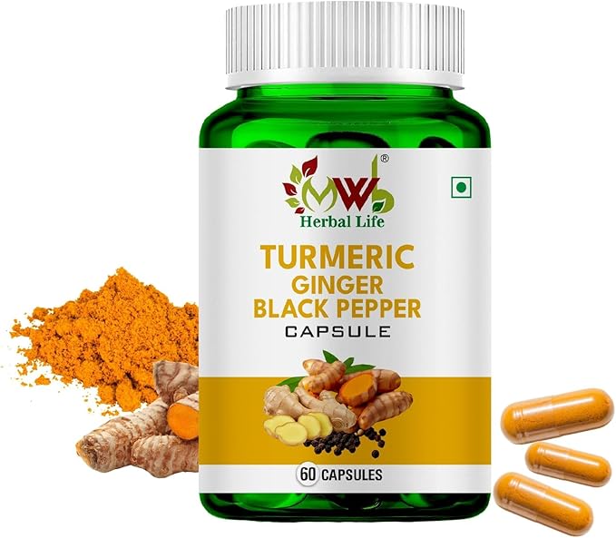 MVVB Turmeric Ginger &amp Black Pepper Capsules – Supports Joint Health Brain Function &amp Immunity |Promotes Health Skin &amp Antioxidant Protection |Enhances Nutrient &amp Reduces Inflammati
