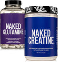 NAKED Pure Micronized Creatine Monohydrate 200 Servings + Pure L-Glutamine 240 Capsules Bundle: Vegan Non-GMO Gluten Free. Minimize Muscle Breakdown &amp Improve Protein Synthesis. Nothing Artifici
