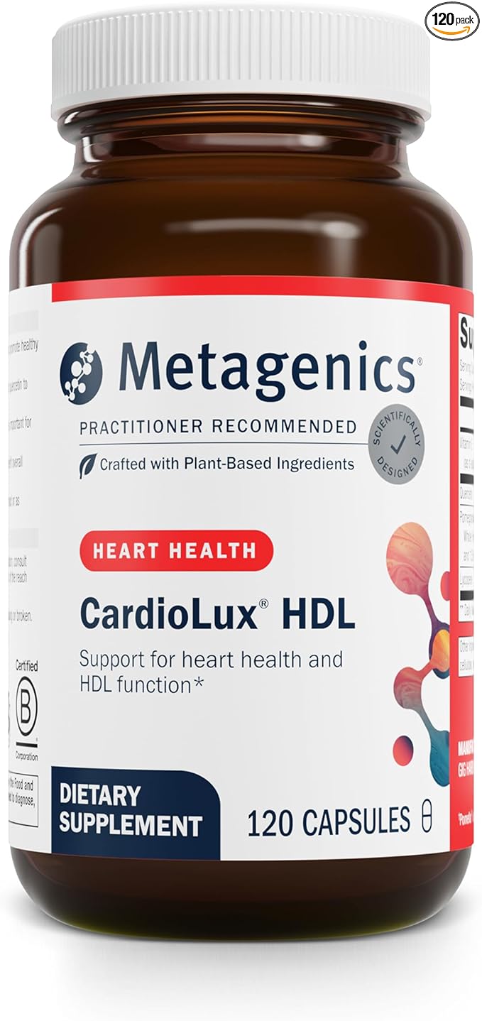 Metagenics CardioLux HDL - Advanced Heart Health &amp Cholesterol Support Supplement* - with Lycopene Pomegranate Extract &amp Quercetin - Supports HDL Antioxidant Defense* - 120 Capsules