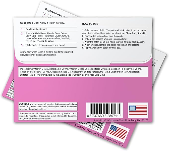 Patch Aid Women’s Anti-Aging Support Bundle: Collagen Plus + Anti-Aging Complete Topical Patches – Promote Youthful Skin Joints &amp Vitality | $50 Value