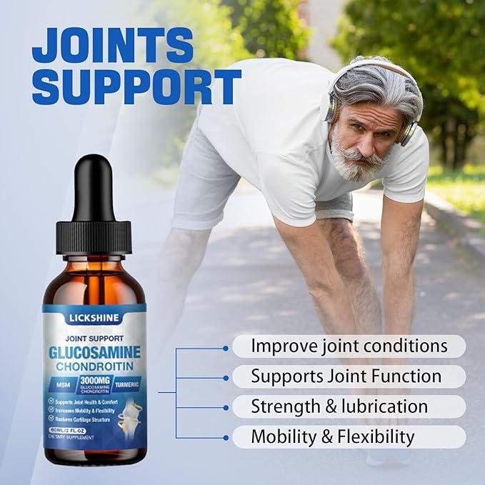 2 Pack Glucosamine Chondroitin MSM Liquid Drops - Extra Strength Joint Support Supplement for Adults with Quercetin Boswelia Bromelain Hyaluronic Acid Antioxidant Immune Support (4 Fl oz)
