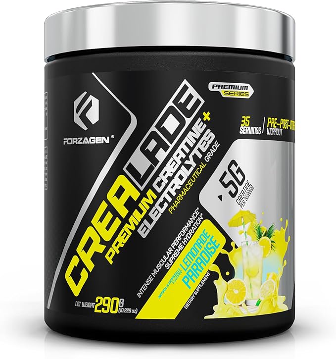 Forzagen CREA-Lade 35 Servings Premium Creatine Monohydrate with Electrolytes Flavored Lemonade Paradise