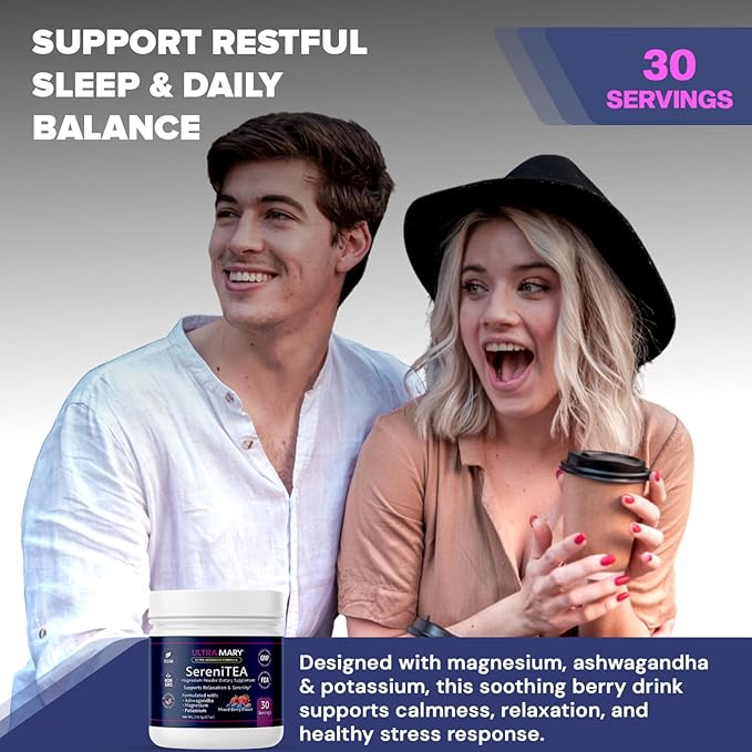 Magnesium Potassium + Ashwagandha Powder–Mixed Berries FlavorDietary Supplement Drink Mix ChamomileLavenderPassionflower &amp Herbal BlendRelaxation &amp Calm Support FormulaVegan–30 Servings