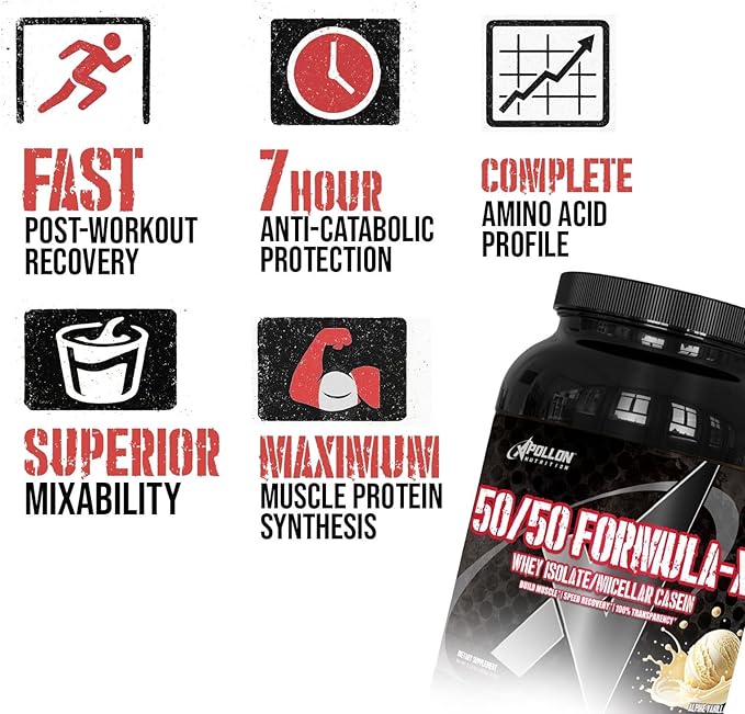 Apollon Nutrition 50/50 Formula-X | Whey Isolate and Casein Protein | 2 lb (Dubai Chocolate)