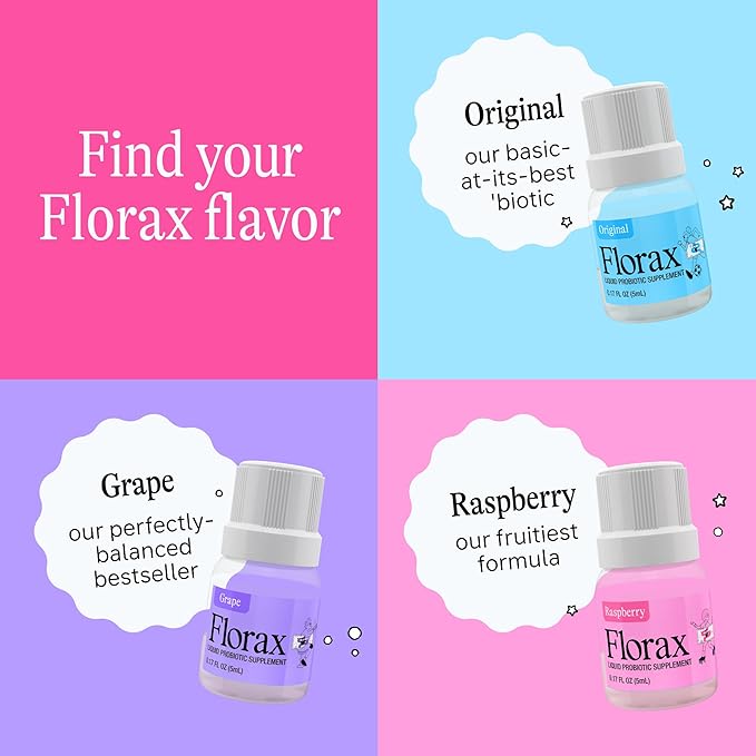 Florax - Liquid Probiotic - On-The-go Gut Support for Women Men and Children - Vegan Gluten Free Lactose Free Soy Free and Preservative Free - Raspberry Flavor - 5 Vials
