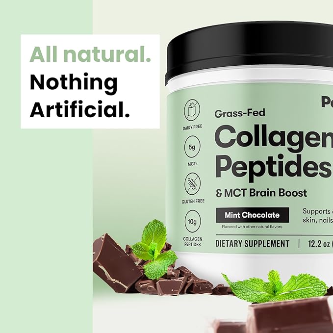 Perfect Keto Collagen Protein Powder with MCT Oil - Grassfed GF Multi Supplement Best for Ketogenic Diets Use as Keto Creamer in Coffee and Shakes for Women &amp Men (Mint Chocolate)