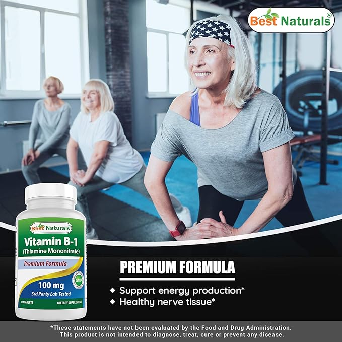 Best Naturals Vitamin B1 as Thiamine Mononitrate 100 mg &amp Folic Acid 1000 mcg