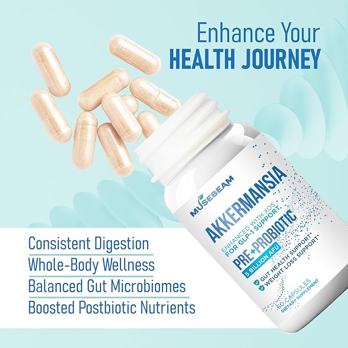 GLP-1 Support Prebiotic Probiotic Weight Loss Supplement - 5 Billion AFU Akkermansia Muciniphila with XOS - Activate Boost Natural GLP1 Support Metabolic &amp Gut Health for Men Women