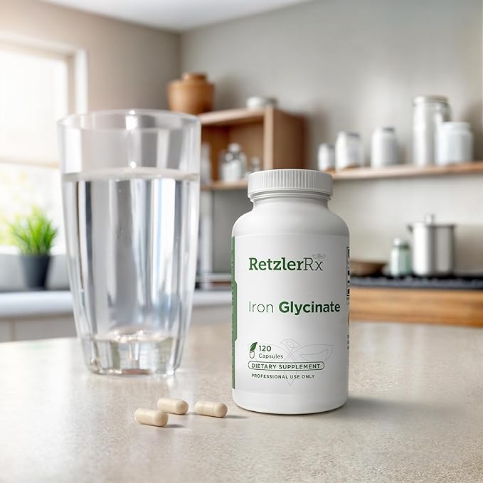 HormoneSynergy Iron Glycinate 29mg - Gentle Highly Absorbable Iron Supplement - 120 VCaps with Pharmaceutical Grade Formula - Supports Healthy Ferritin &amp Hemoglobin Levels
