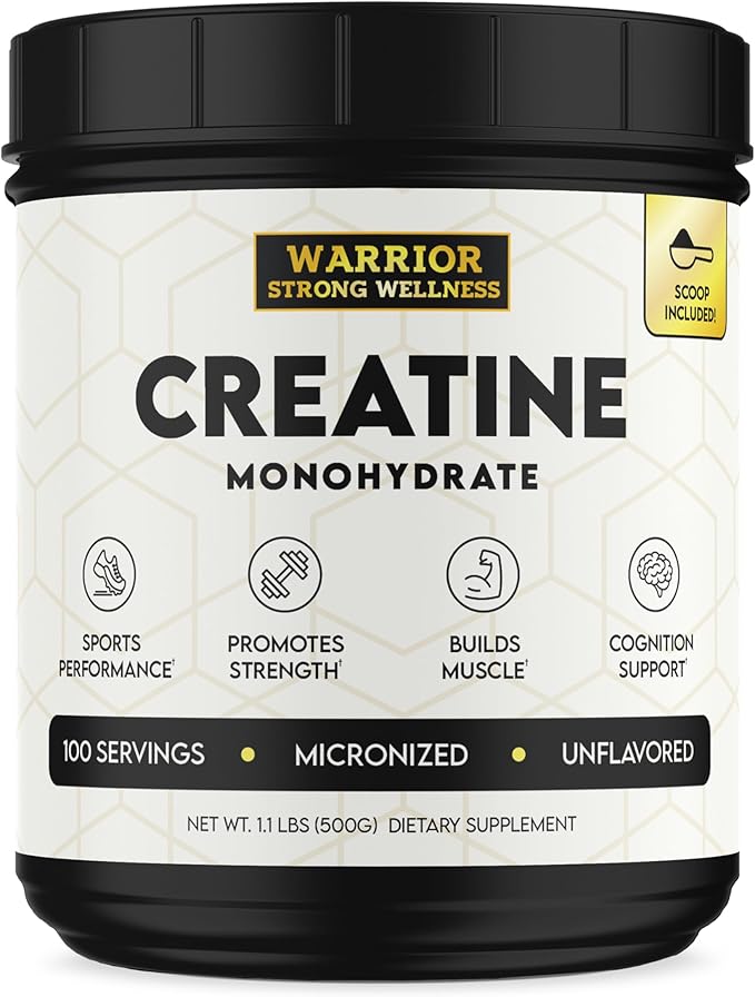 Creatine Monohydrate Powder 1 lb 100 Servings ISO Certified Tested Vegan Unflavored Micronized Powder- Support Muscles Cellular Energy &amp Cognitive Function