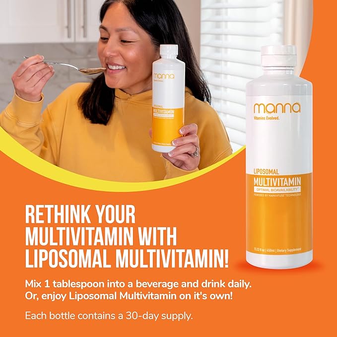 Manna Vitamins Evolved Liposomal Multivitamin - Daily Multivitamin Provides 20 Vitamins and Minerals - Multivitamins for Men and Women - Boosts Immune System Supports Energy and Metabolism