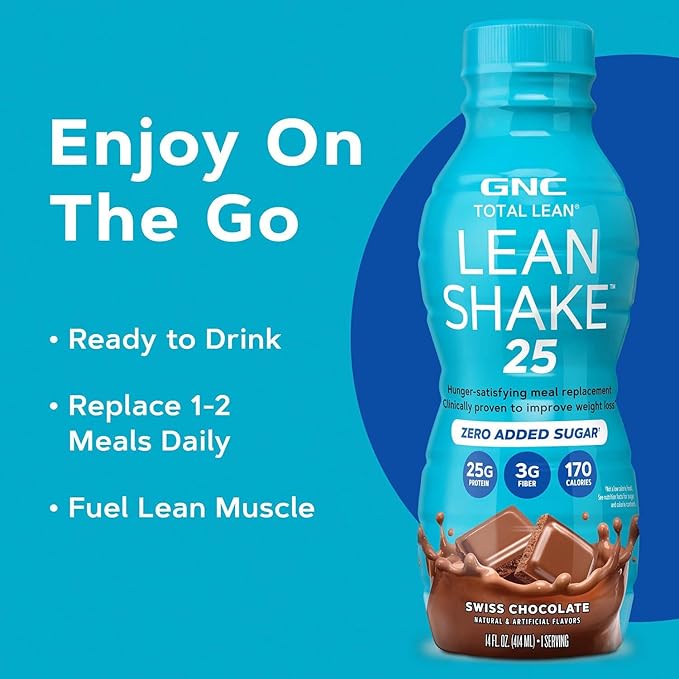 GNC Total Lean Lean Shake 25 - Swiss Chocolate - 12 Bottles