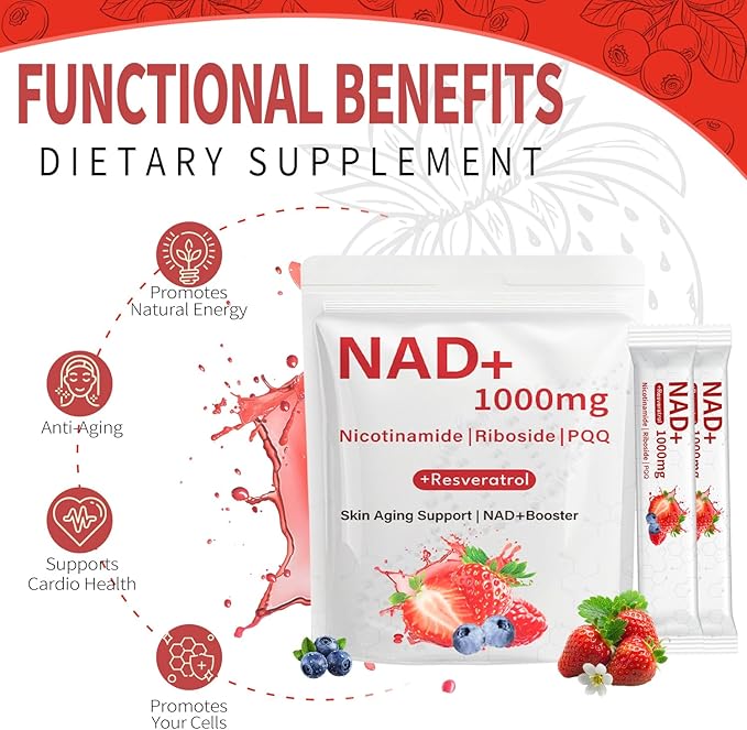NAD Resveratrol Supplement 30 NAD Liquid Packets - Fast Absorbing Liquid Formula with Nicotinamide | Riboside | PQQ Cellular Energy &amp Metabolism Support NMN Supplement Alternative