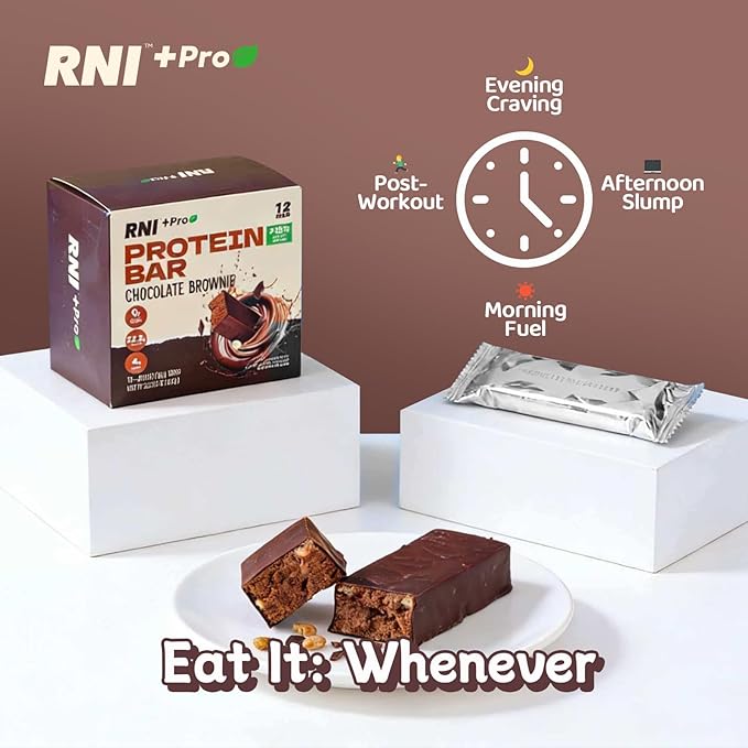 RNI Brownie Chocolate Protein Bars with Protein Crisp 22.3g Protein 0g Sugar High Fiber Gluten Free 2.05 ounce (Pack of 12)