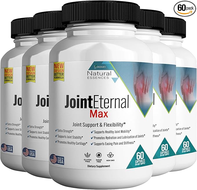 Joint Eternal Max Natural Essences Natural Joint Support Supplement 60 Capsules 20 Days Supply Gluten Free Sugar Free Non-GMO Made in USA (5)