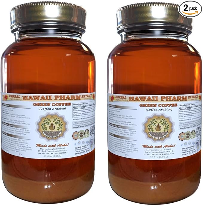 Green Coffee Liquid Extract Green Coffee (Coffea Arabica) Bean Powder Tincture Supplement 2x32 oz Unfiltered