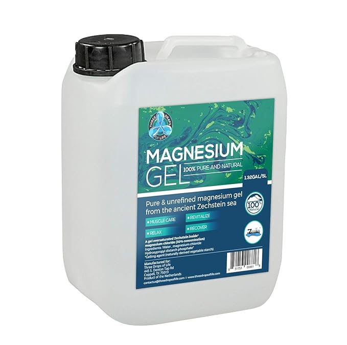 Magnesium Gel Best Topical Magnesium Chloride Gel for Dermal Skin Absorption Direct from The Netherlands Zechstein Sea - Supports Skin and Muscle Recovery (1.32Gal/5L)