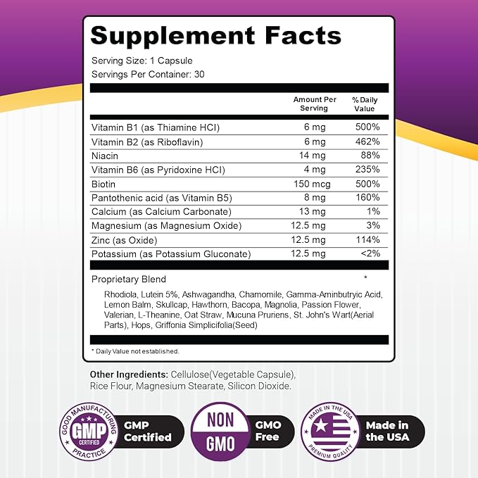 GlucoShield Pro - Natural Supplement with Vitamins B1 B2 B6 Magnesium Zinc &amp Calcium | Non-GMO Stimulant-Free Easy-to-Take | Made in the USA GMP-Certified | 30 Capsules 3 Month Supply