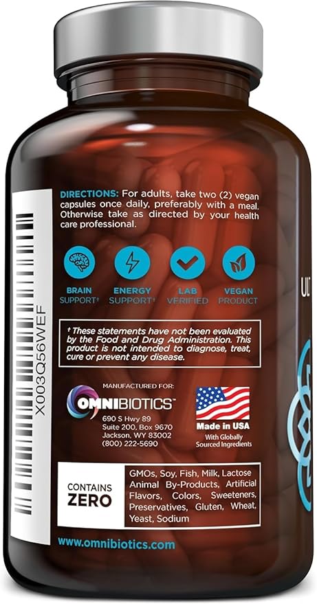 OmniBiotics Ultimate Daily Multivitamin for Women &amp Men – 34 Essential Ingredients Including Vitamin A C D E B6 B12 Biotin Zinc – 120 Vegan Capsules