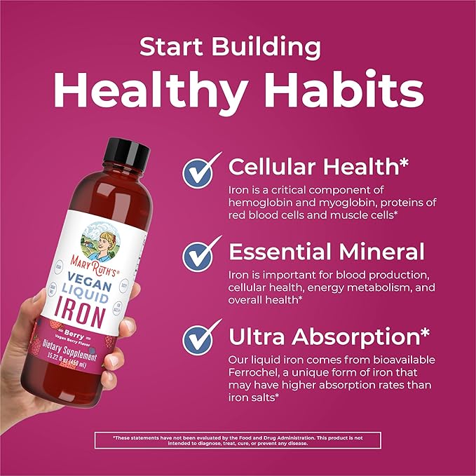 MaryRuth's Multivitamin Gummies for Women (Cherry &amp Raspberry) &amp Iron Liquid Supplement (Berry) | Clean Label Project Verified® | USDA Organic Vegan Non-GMO | Beauty Immunity &amp Overall