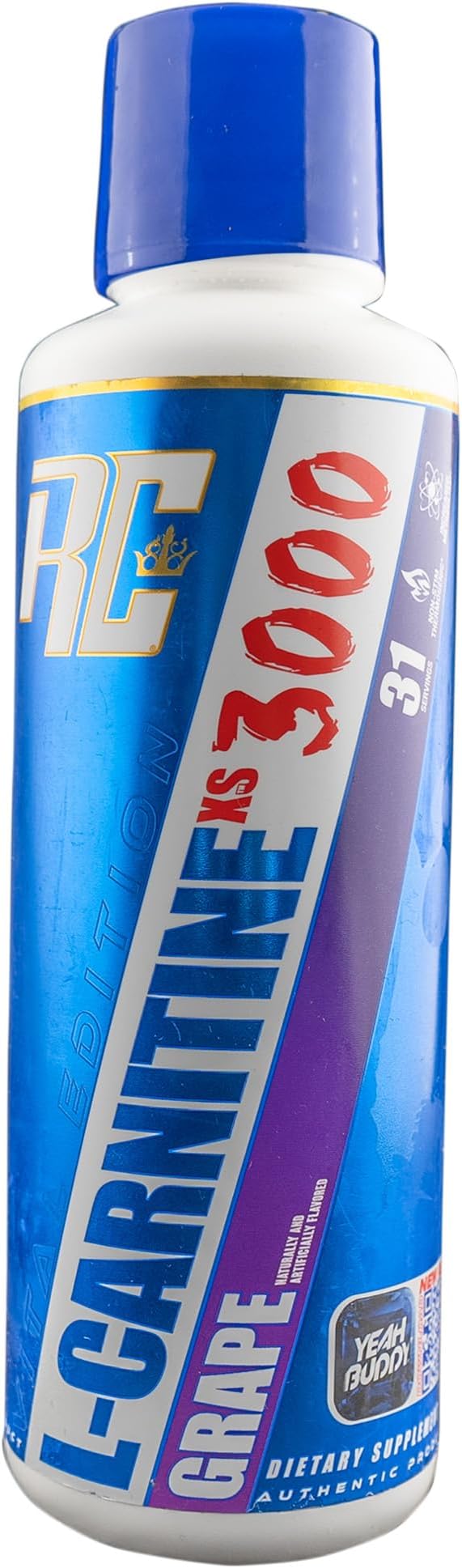 Ronnie Coleman Signature Series L-Carnitine XS 3000 Liquid Amino Acids Metabolism and Lean Muscle Strength Support Stimulant Free Sugar Free Zero Carbs Grape 16 Oz