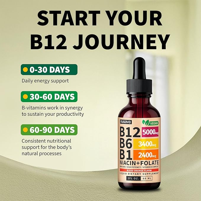 (2 Pack) Vitamin B12 and B6 Liquid Drops B12 Sublingual Vitamin B Complex - B 12 Vitamin 5000mcg - B12 Methylcobalamin for Energy Brain Heart Support with 27200 mcg Crimson Orange 80 Servings