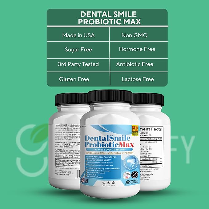 DentalSmile ProbioticMax Advanced Oral Probiotic Supplement 40 Billion CFU 60 Capsules Gluten Free (3)