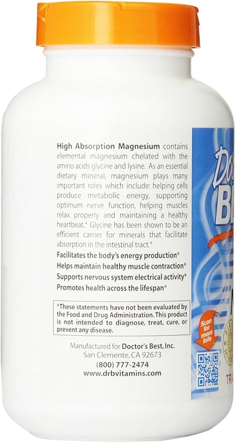 Doctor's Best High Absorption Magnesium (100 Mg Elemental) - 240 ct (Pack of 3)