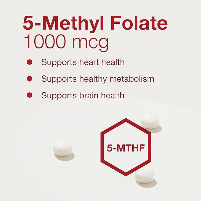 PROTOCOL FOR LIFE BALANCE 5-Methylfolate 1000mcg - Superior Methyl Folate Bioavailability - for Brain Support - Folate Supplement for Women &amp Men - Kosher &amp Vegan - 90 Tabs