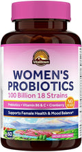 Vitalitown Women's Probiotics | 100 Billion CFUs 18 Strains | Prebiotics VC &amp B6 Cranberry | Shelf Stable | Vaginal Urinary Digestive &amp Mood Support | 60 Vegan Caps