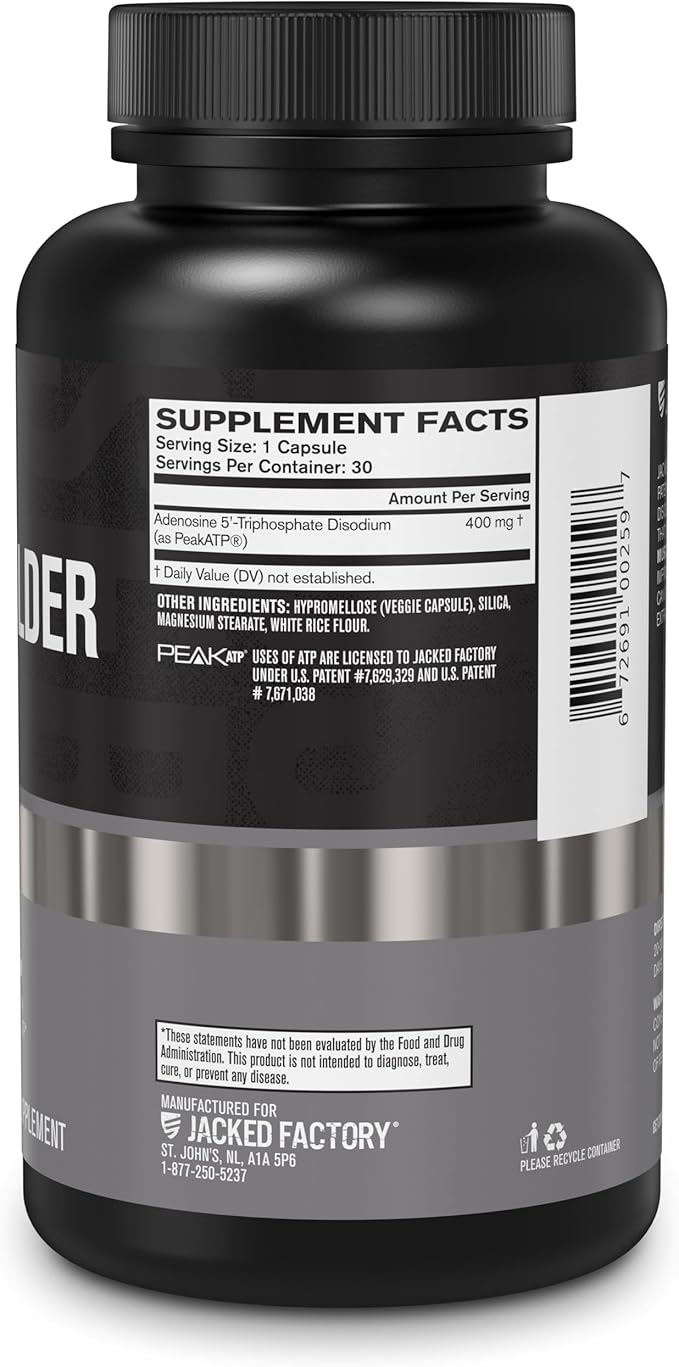 Jacked Factory Creatine Monohydrate Powder 150g - Creatine Supplement for Muscle Growth Increased Strength &amp Essentials Muscle Builder - Daily Muscle Builder with PeakATP (30 Capsules)