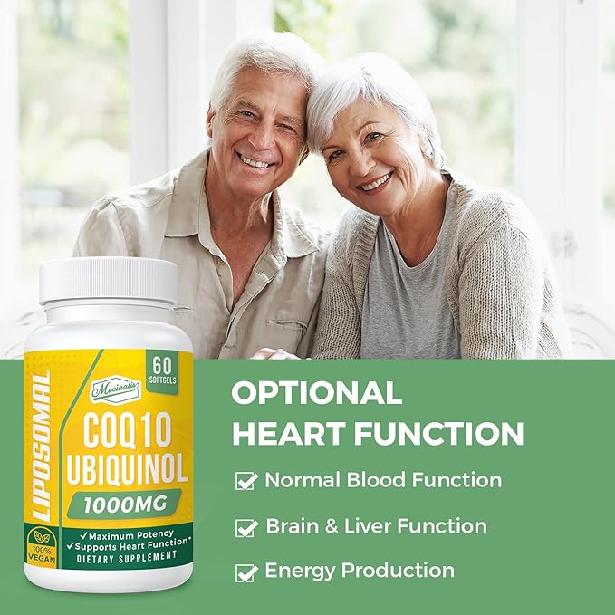1000mg Liposomal CoQ10 Softgels | Better Absorption CoQ10 Ubiquinol Supplement | Heart Function &amp Energy Production | Active Antioxidant Form of Vegan Coenzyme Q10 | Non-GMO | 120 Softgels