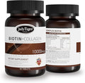 julytiger Biotin 10000mcg with Collagen Supplement Biotin (Vitamin B7) for Healthy Skin and Nailsbiotin Collagen peptide for Women and Men - Vegan Non-GMO Gluten &amp Soy-Free - 60 Tablets