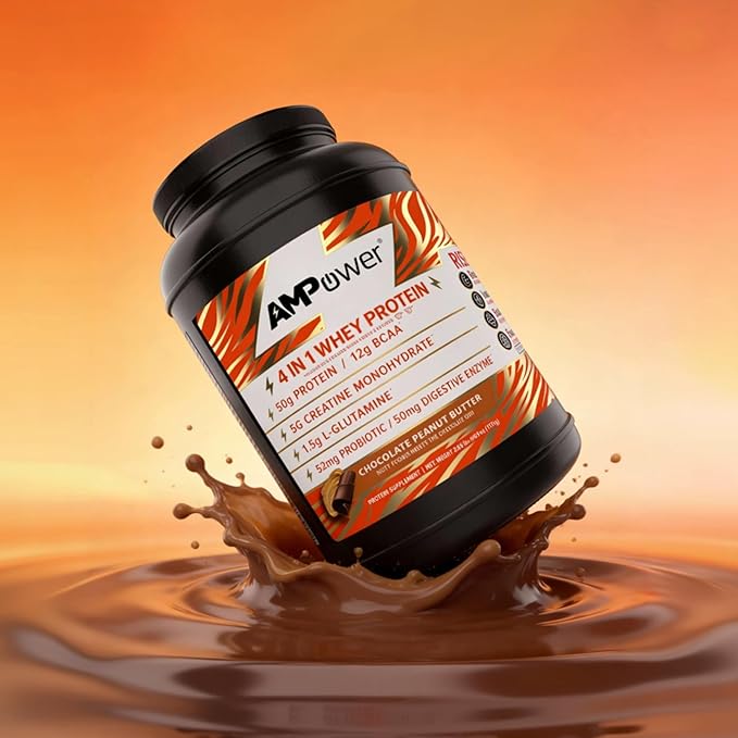 Chocolate Peanut Butter Whey Protein Powder | Scientifically-Designed Optimum Muscle Stack Gut Brain Immune | Protein BCAA Creatine L-Glutamine Probiotics Digestive Enzymes | 40.9oz