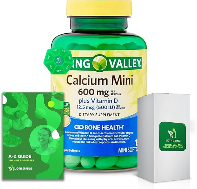 Calcium 600mg Plus Vitamin D3 150 Mini Softgels with Exclusive Vitamins &amp Minerals - A to Z - Better Ligth&ampSpring Guide