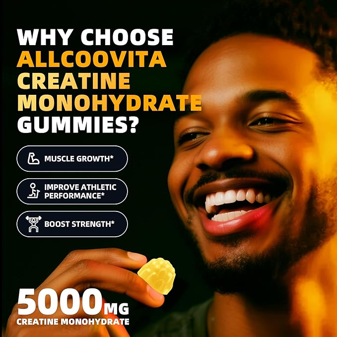 Creatine Monohydrate Gummies for Men &amp Women. Boost FocusStrength and Endurance Anti-Melting Formula Vegan Gluten-Free Non-GMO(Orange135 ct)