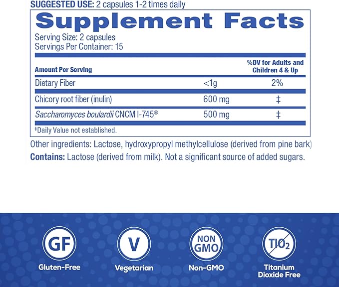 Florastor Select Pro+Pre Daily Probiotic and Prebiotic Supplement for Women and Men Boosts Good Bacteria Saccharomyces Boulardii CNCM I-745 (30 Capsules) (Pack of 1)
